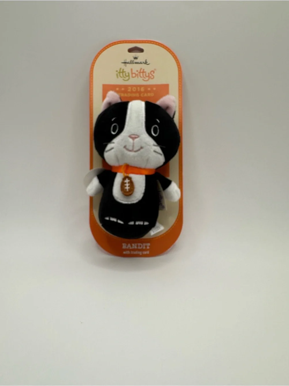 Hallmark itty bittys Black & White Bandit Cat Plush with Orange Collar
